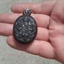Mid 19th Century Mother Of Pearl Jet Mourning Pendant (Double Sided Engraving) Image 9
