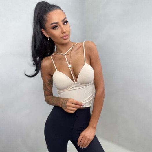 White top with thin straps