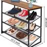 Shoe Rack, 4-Tier Shoe Racks Storage with Flat & Slant Adjustable Metal Mesh Shelves, Free Standing Shoe Rack Organizer for Entryway, Hallway, Closet, Industrial, Rustic Brown Black (FREE POSTAGE) Image 5