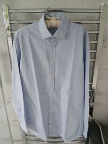 T M Lewin  Blue and White Check Fitted Shirt Size16