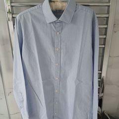 T M Lewin  Blue and White Check Fitted Shirt Size16