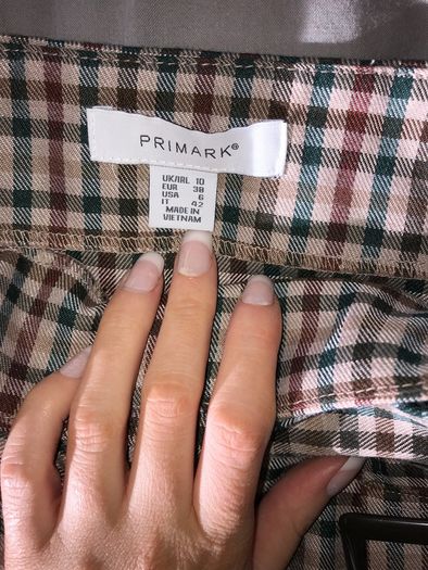 Penney's check button detail midi skirt