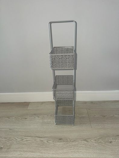 Dunnes Stores 3-Tier Metal Storage Caddy with Decorative Baskets in Grey