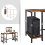 _Desk Computer Desk Office Table with 4 Shelves Large Table Top Study Home Office Industrial Design Vintage Brown-Black Image 5