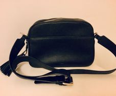 Uterque Black Leather Crossbody Bag Tassel Detail Excellent Condition