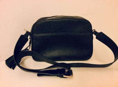 Uterque Black Leather Crossbody Bag Tassel Detail Excellent Condition