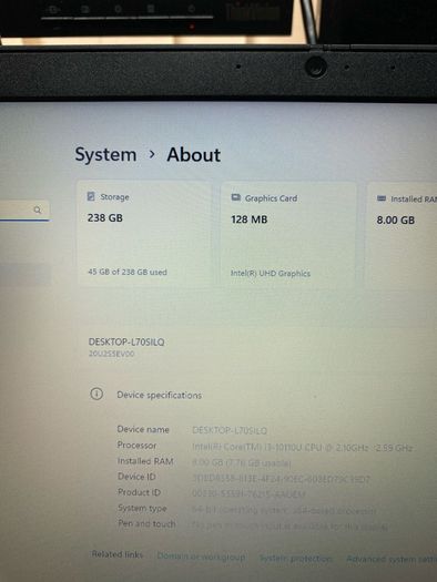 Lenovo Laptop i3 pro 10gen 8/256 windows 11