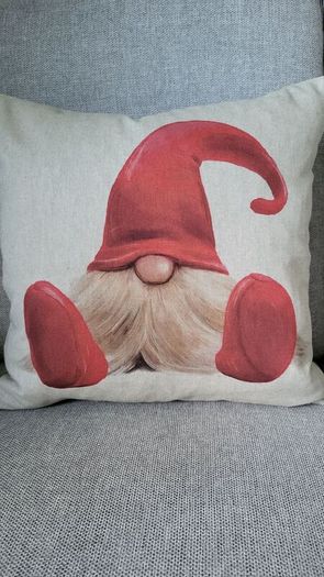 Christmas cushions. "ROBIN" and " GNOME"