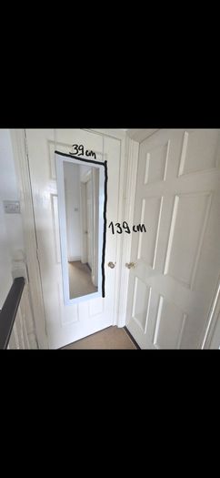 Over The Door Mirror 39cm x 139cm - White