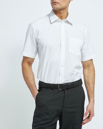 Regular Fit Short-Sleeved Cotton Rich Shirt - White