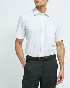 Regular Fit Short-Sleeved Cotton Rich Shirt - White