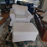 White ikea armchair & footrest Image 2