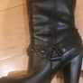 Black Leather High Heeled Knee High Boots by Modern Vintage Size EU 40 US 10 UK 7 Image 4