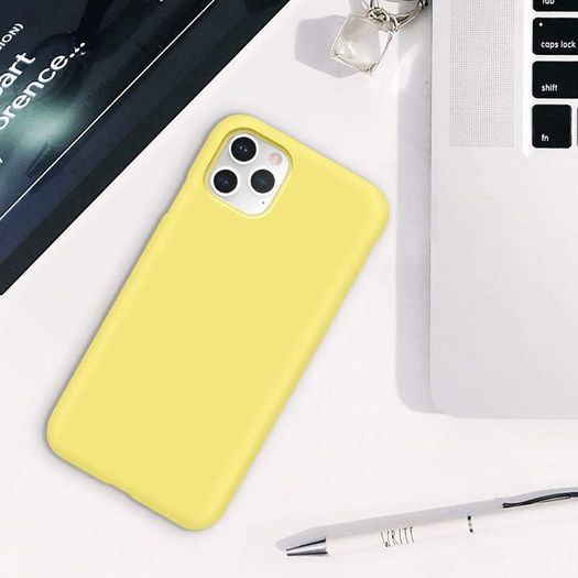 Liquid Silicone Case For iPhone 11 Pro Max Luxury Thin Soft Phone Cover New Yellow - FHT8IP11PMLK