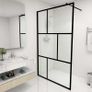 Walk-in Shower Wall with Tempered Glass Black 115x195 cm Image 7