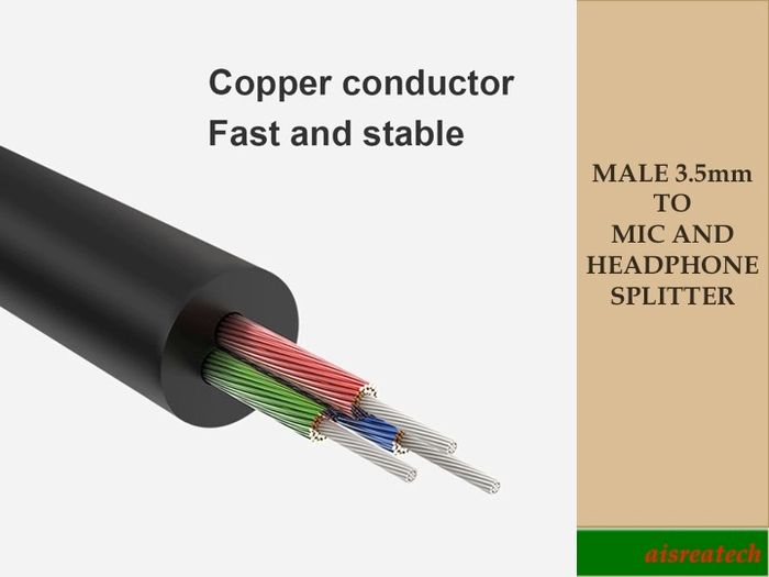 Male 3.5mm To Headphone And Mic Splitter