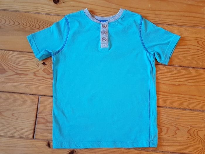 Age 5-6 Blue Button Neck Teeshirt