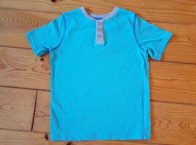 Age 5-6 Blue Button Neck Teeshirt