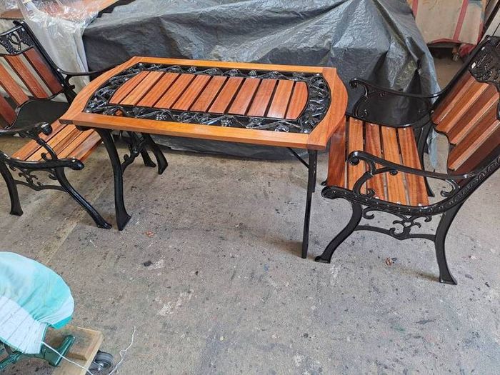 Cast iron table and chairs
