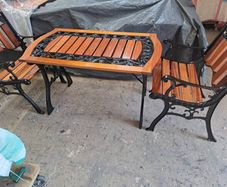 Cast iron table and chairs