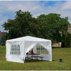 3x3m White PE Gazebo Marquee Awning Waterproof Canopy for Outdoor Event