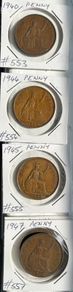 British Pennies 1940, 1944, 1945, 1947