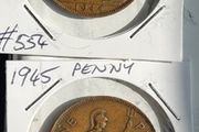 British Pennies 1940, 1944, 1945, 1947