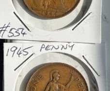 British Pennies 1940, 1944, 1945, 1947
