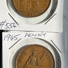 British Pennies 1940, 1944, 1945, 1947