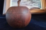 wooden apple pot with spoon