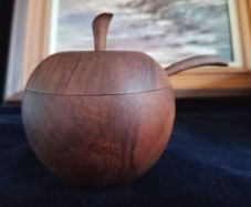 wooden apple pot with spoon