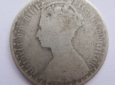 Victorian Silver Gothic Silver Florin 10,2g