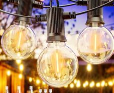 Outdoor 45M, Outdoor String Lights Mains Powered with 60+3 Plastic Shatterproof Bulbs(3 Spare), Waterproof IP65 Garden Lights for Backyard Outside Patio Pergola Party Wedding