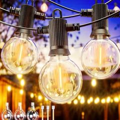 Outdoor 45M, Outdoor String Lights Mains Powered with 60+3 Plastic Shatterproof Bulbs(3 Spare), Waterproof IP65 Garden Lights for Backyard Outside Patio Pergola Party Wedding