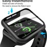 OFFCUP Case with Screen Protector Compatible, 2pcs Hard Case Designed for Apple Watch Series 6/5/4/SE 44mm with Tempered Glass Screen Protector Built-in Tempered Glass Film High Sensitivity (Black) Image 4