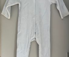 Jacadi Paris baby blue velour all in one with petal detail Sz 3-6 mths very good condition