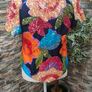 Vintage floral sequined shirt sleeve blouse small medium Image 6