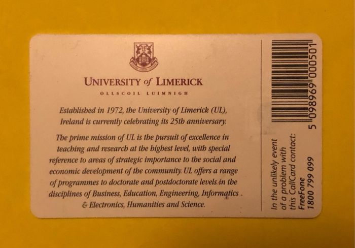 Callcard 1206 University of Limerick