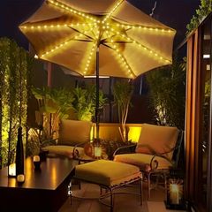 Umbrella Light, LED Umbrella Light Strip, Courtyard Sunshade LED Light String,