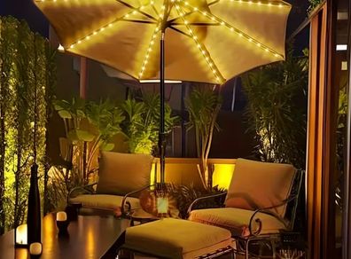 Umbrella Light, LED Umbrella Light Strip, Courtyard Sunshade LED Light String,