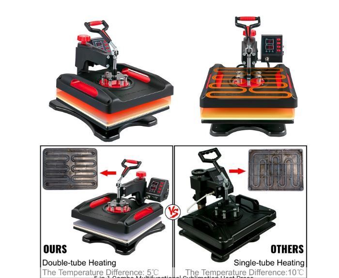 5-in-1 Multifunction Heat Press Machine for T-Shirts Mugs Caps & Plates
