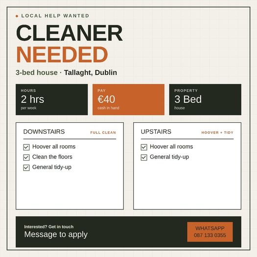 Cleaner wanted