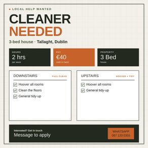 Cleaner wanted