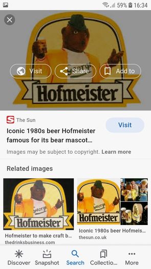 Hofmeister ceramic ashtray advertising ,Scottish pale ale lager,from 1980s to 2003,,ie "" fellow the bear"" George ""collectors item price includes post to anywhere in ireland thank you, very good condition