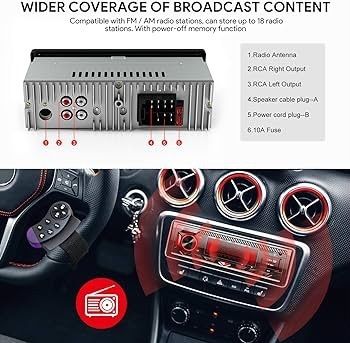 Car Stereo Bluetooth,  Car Radio Bluetooth 5.0 Hands-free1 Din Universal Built-in Microphone, 4X65W Car Radio Receiver, USB/TF/FM/AUX/WMA/WAV/MP3 Media Player with 7 Colorful Lights