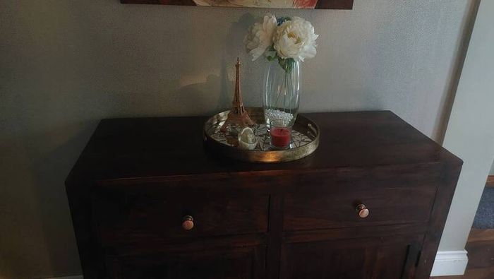 solid oak cabinet/sideboard  coffee table and side tables  for sale