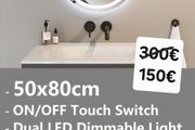 LED Bathroom Mirror 50x80cm Antifog Demister