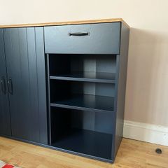 IKEA HAUGA Sideboard Navy/Deep Grey with Wood Top 120cm