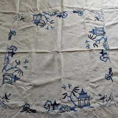 Linen Tablecloth Blue Willow