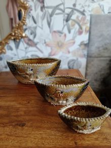 Vintage Ceramic Art Pottery Nest of Bowls x 3
